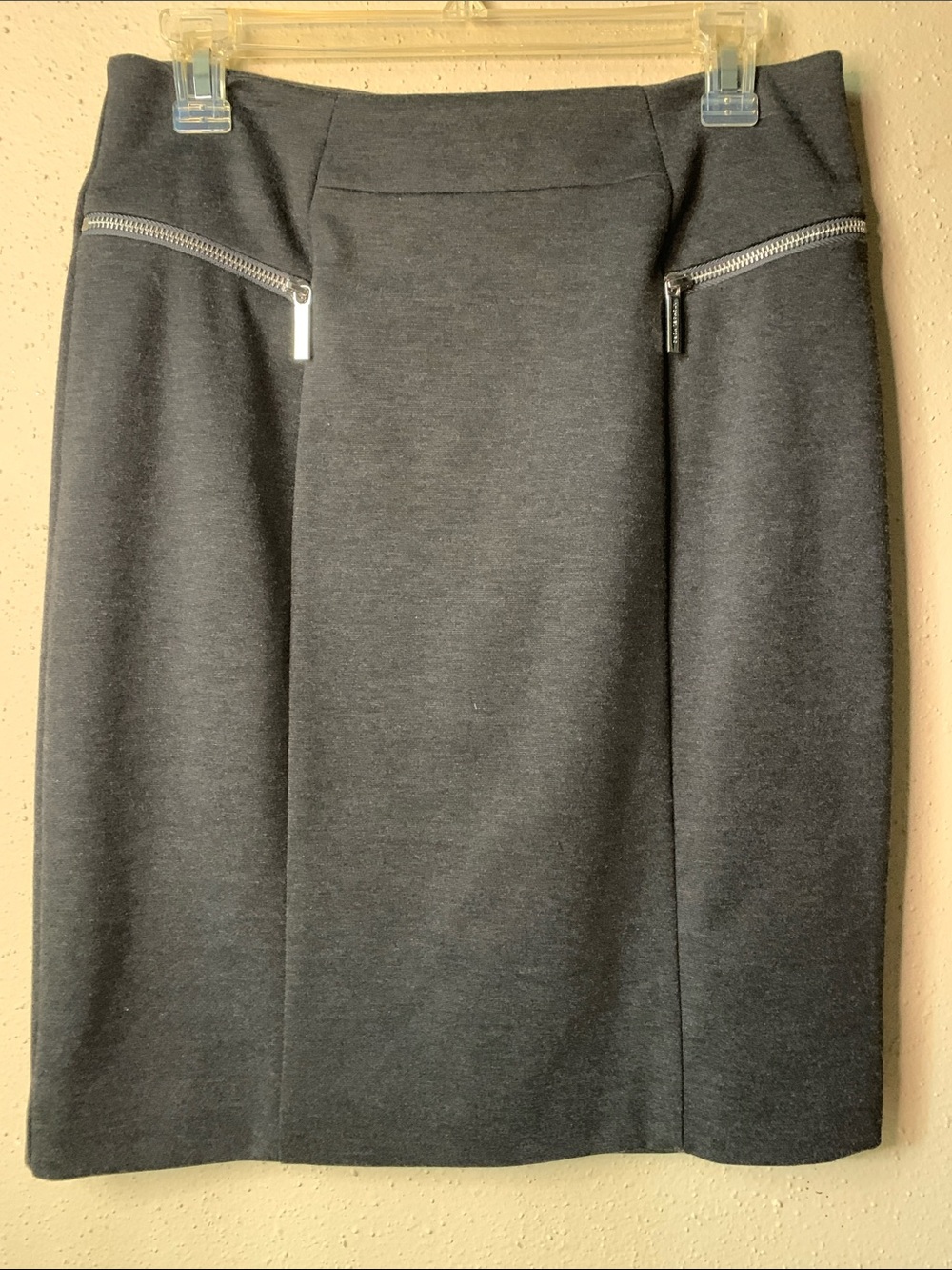 MICHAEL Michael Kors Dark Gray Zip-Pocket Pencil Skirt